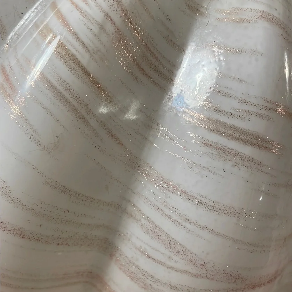Elegant White Glass Striated Metallic Copper Pumpkin Fall Decor
